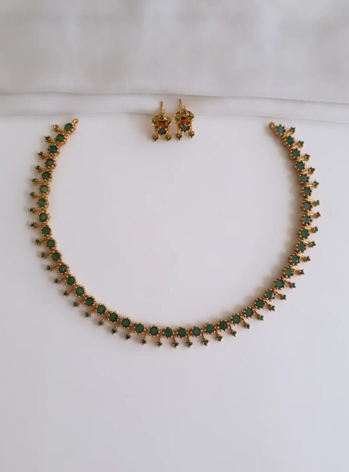 NECKLACE AD STONE-A952 GREEN