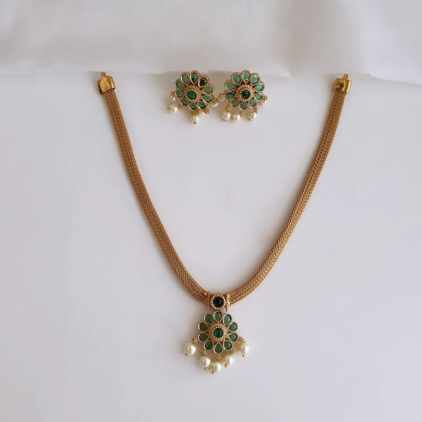 NECKLACE AD STONE-A1704 GREEN
