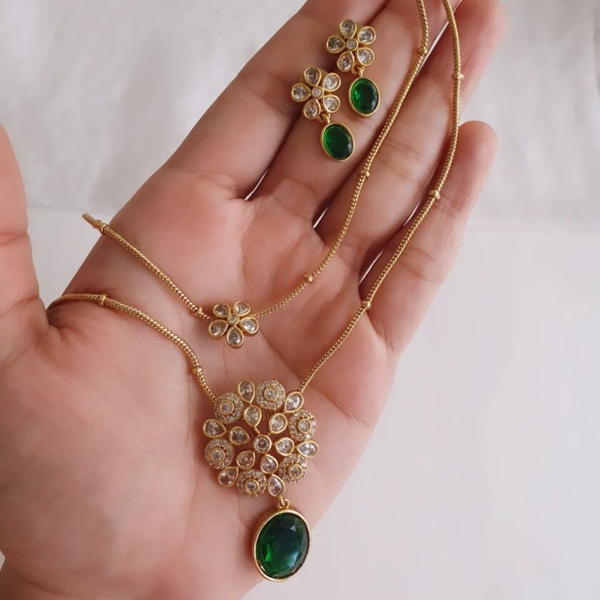 AD STONE NECKLACE LAYER-A1902 GREEN