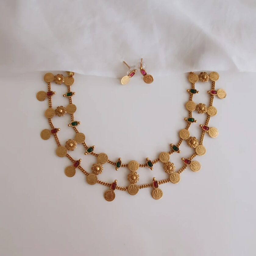 NECKLACE LAYERED COIN-A2033 MULTI
