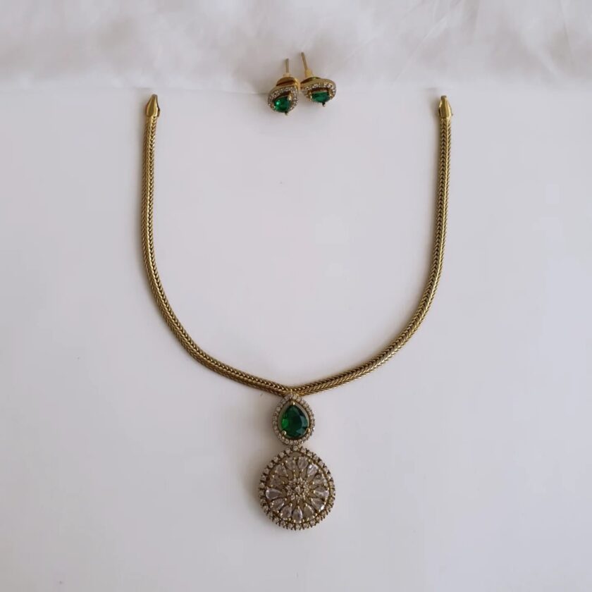 AD STONE NECKLACE-A2074 GREEN