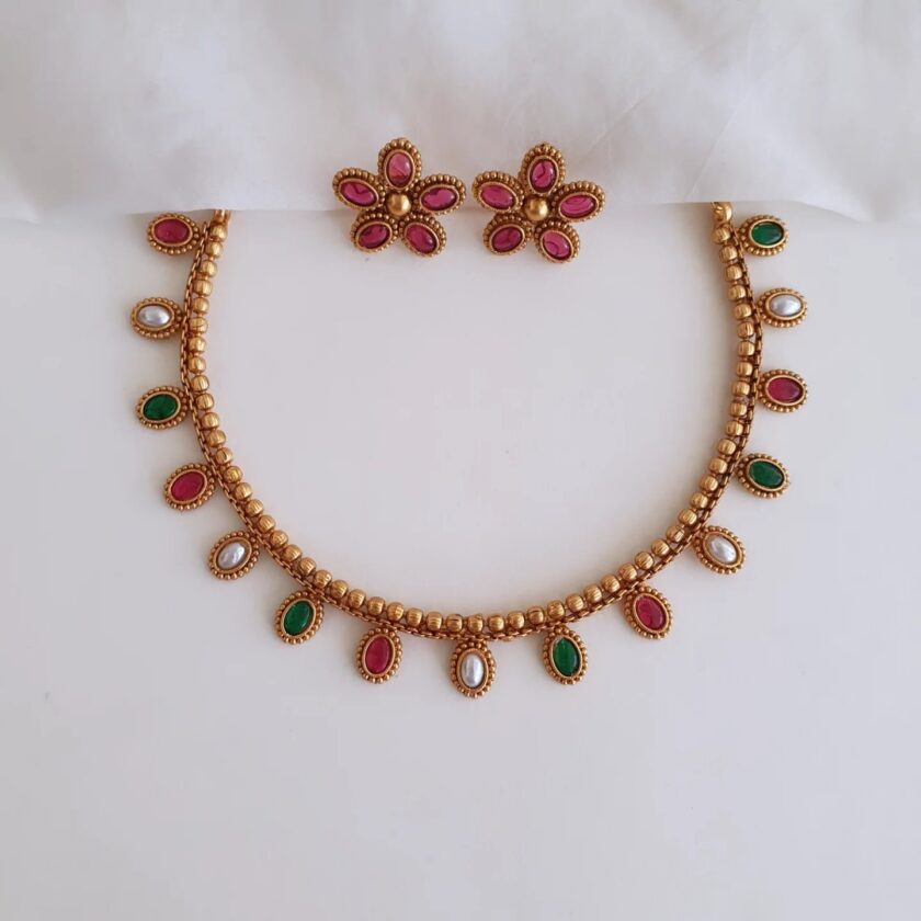 NECKLACE-A2307 PEARL MULTI