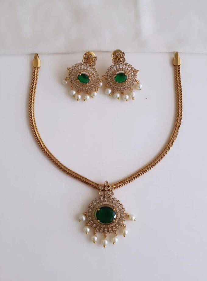 AD STONE NECKLACE(R)-A2472 GREEN