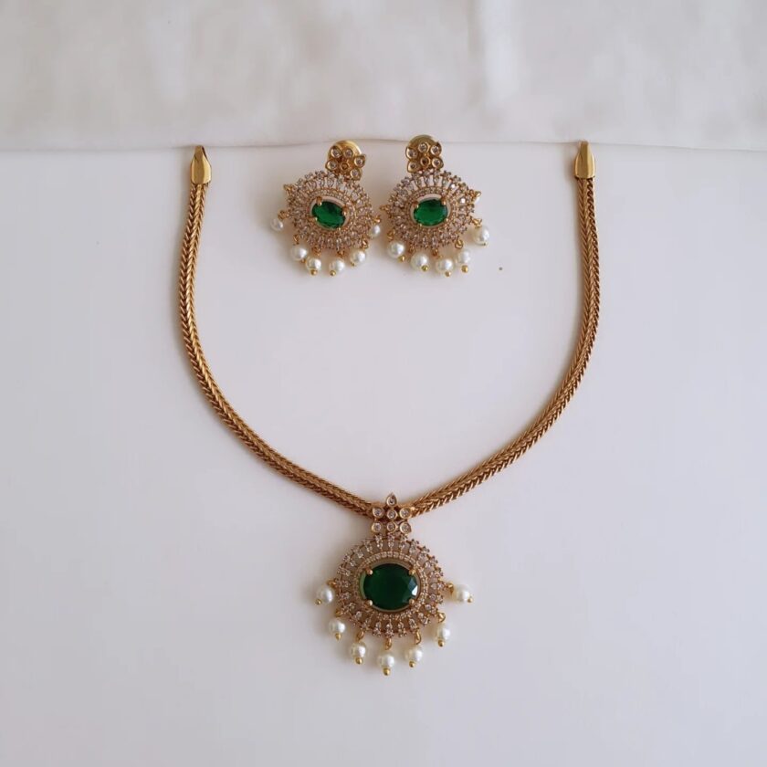 AD STONE NECKLACE(R)-A2472 GREEN