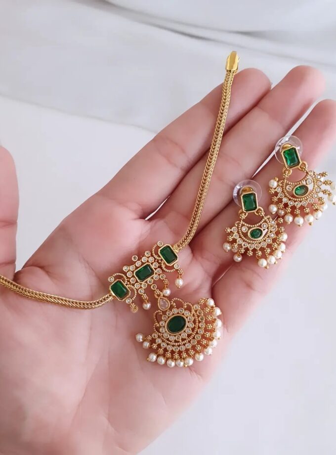 NECKLACE AD STONE-A2410 GREEN
