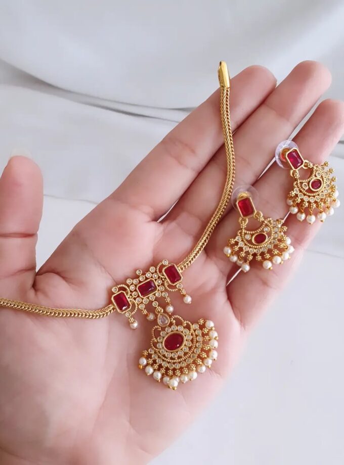 NECKLACE AD STONE-A2410 RUBY