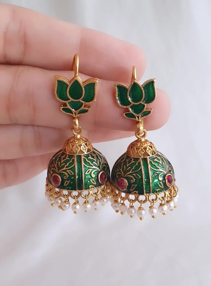 EARRING JUMKA PREMIUM-A2536 GREEN