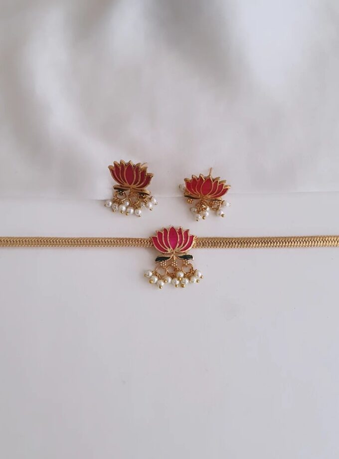 CHOKER LOTUS-A2568 PINK