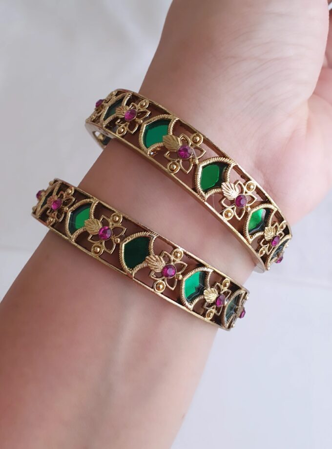 BANGLE SET OF 2 PALAKA MICRO PLATED-A2610