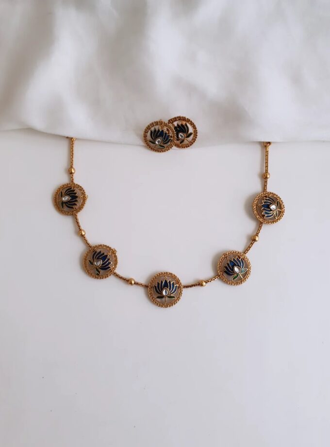 NECKLACE LOTUS-A2757 BLUE