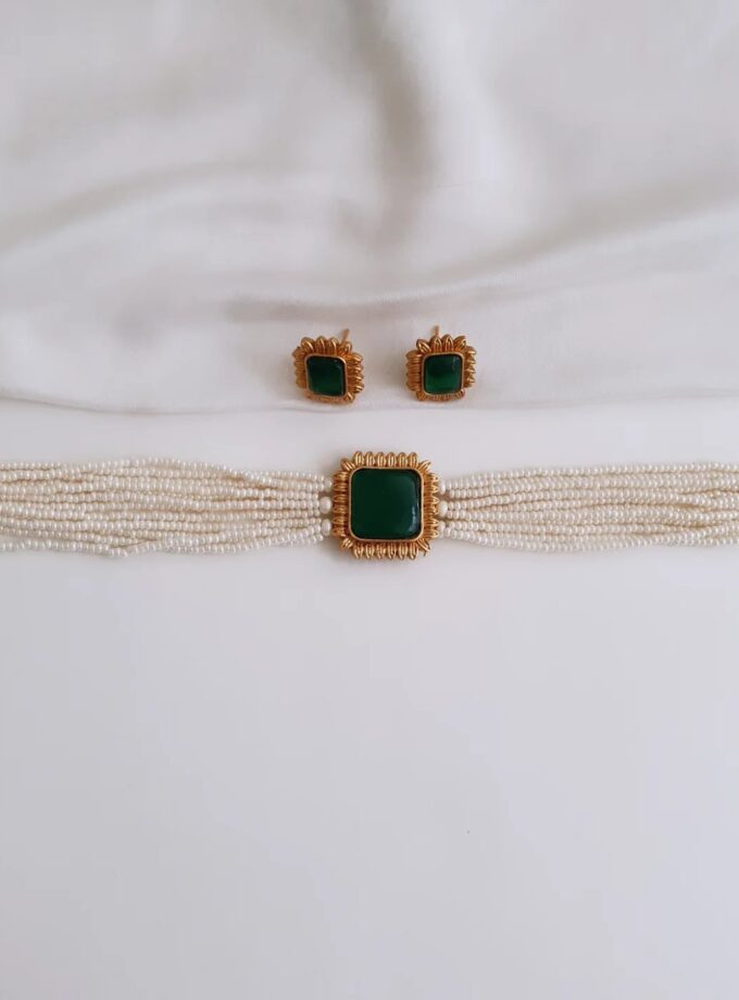 CHOKER PEARL-A2833 GREEN