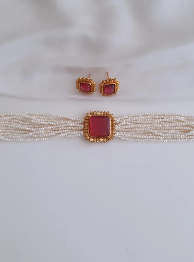 CHOKER PEARL-A2833 RUBY