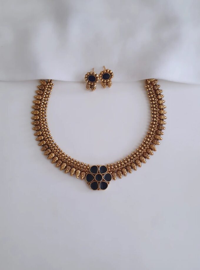 NECKLACE FLOWER-A2888 BLUE