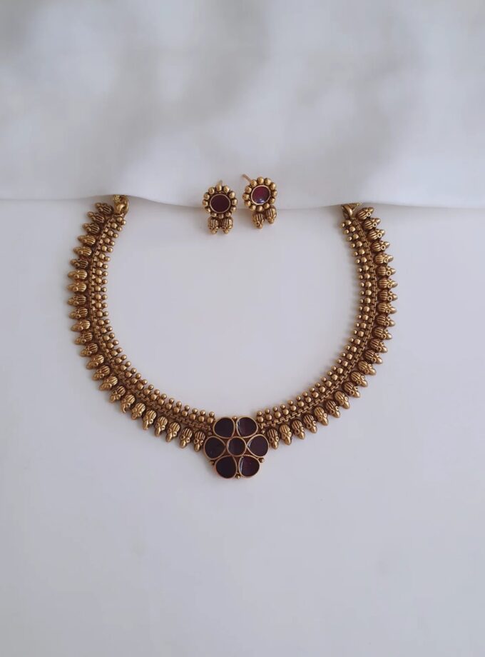 NECKLACE FLOWER-A2888 RUBY