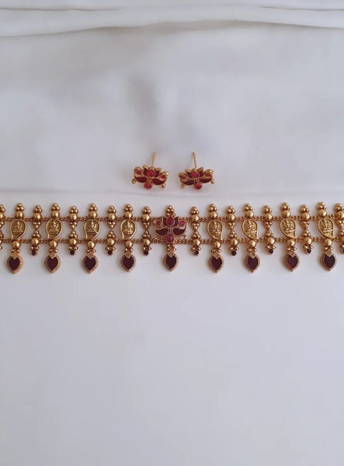 CHOKER PALAKA LEAF-A2902 RUBY