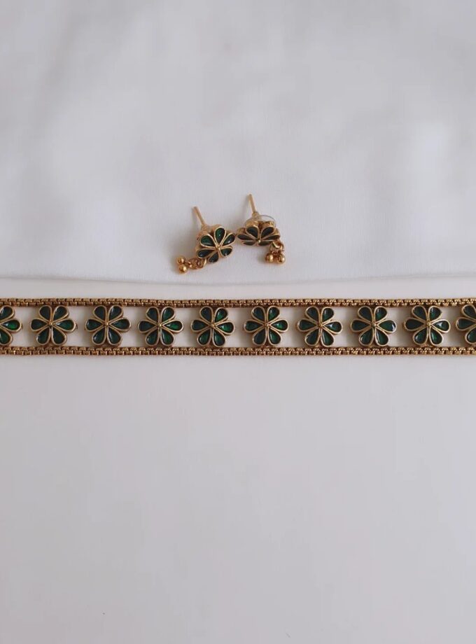 CHOKER FLOWER-A2926 GREEN