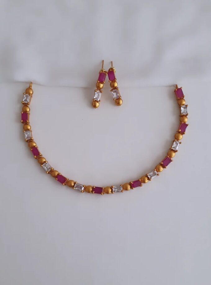 NECKLACE AD STONE-A3059 RUBY