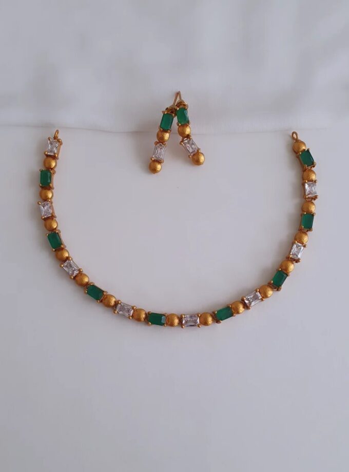 NECKLACE AD STONE-A3059 GREEN
