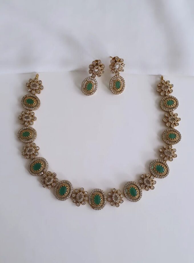 AD STONE NECKLACE-A3077 GREEN