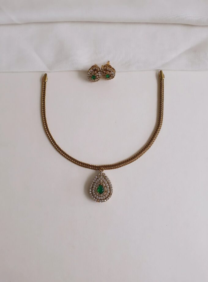 NECKLACE AD STONE-A3098 GREEN