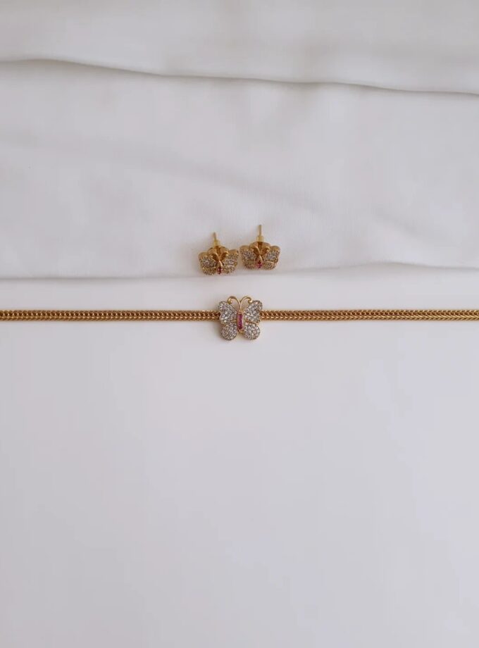 CHOKER AD STONE BUTTERFLY-A2384 RUBY
