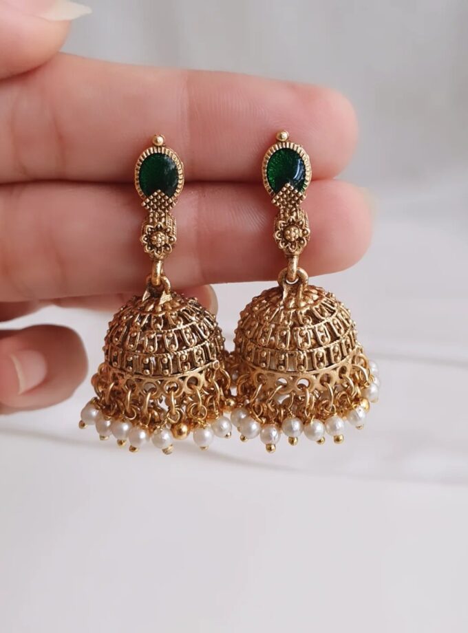 EARRING JUMKA-A3236 GREEN