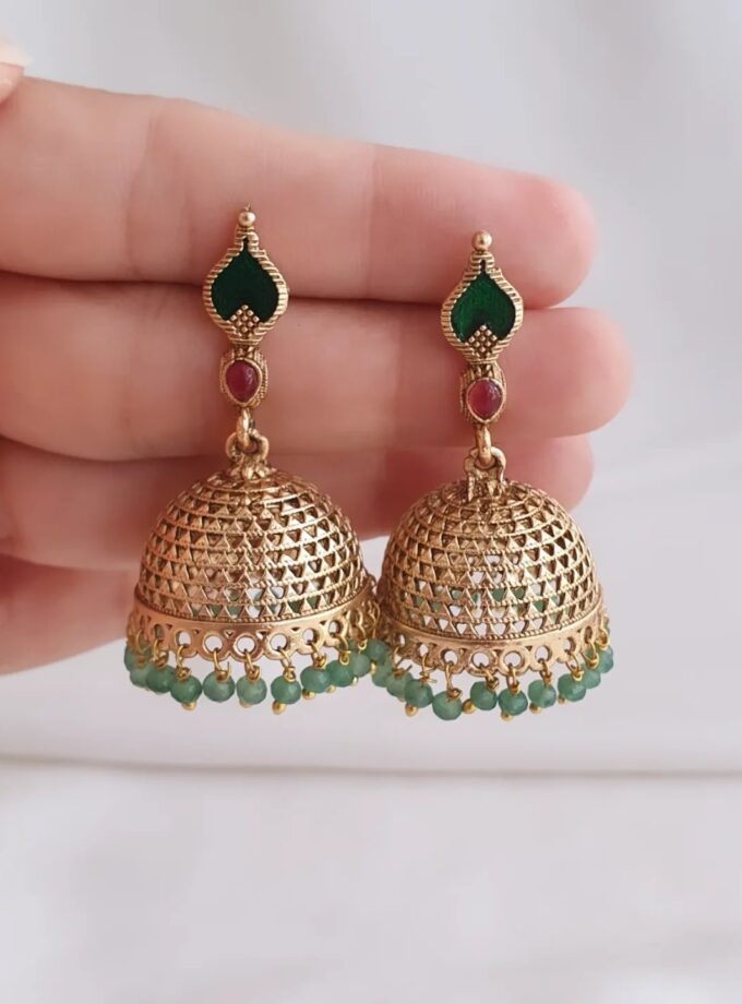EARRING JUMKA-A3274 GREEN