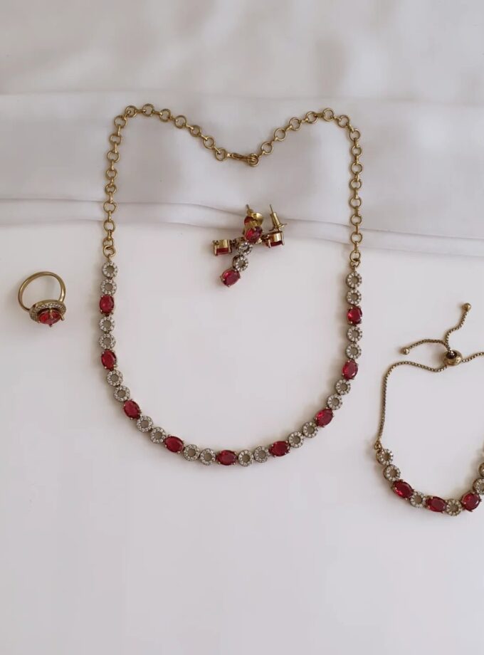 AD STONE NECKLACE-A3416 RUBY
