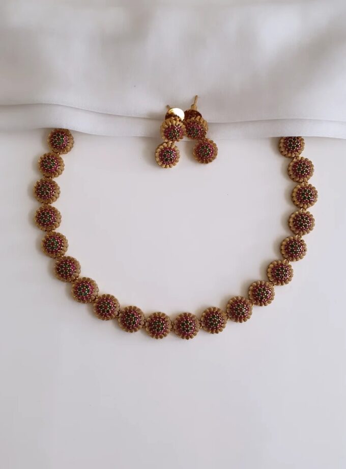 AD STONE NECKLACE PREMIUM-A3424 RUBY GREEN