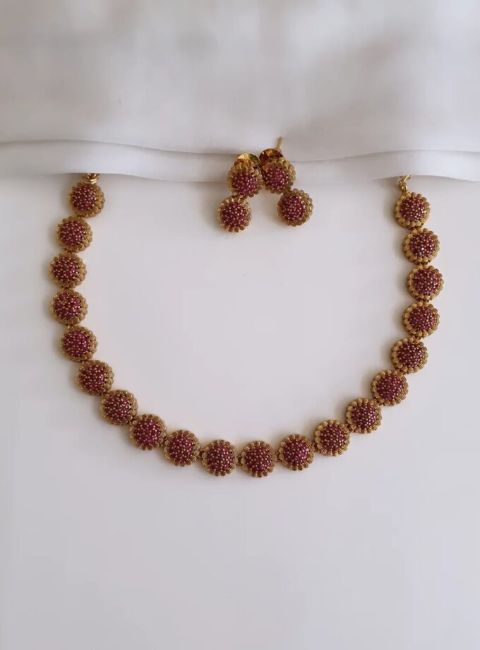 AD STONE NECKLACE PREMIUM-A3424 RUBY