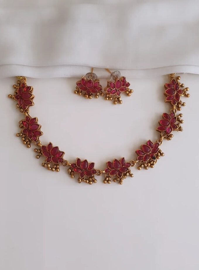 LOTUS NECKLACE-A3435 RUBY