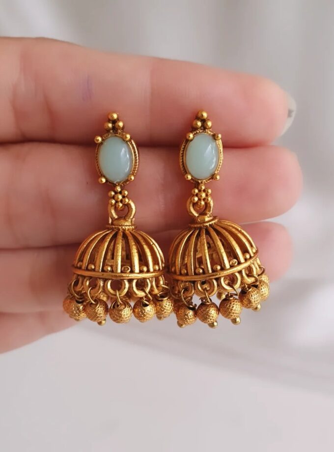 EARRING-E122 OVAL AQUA