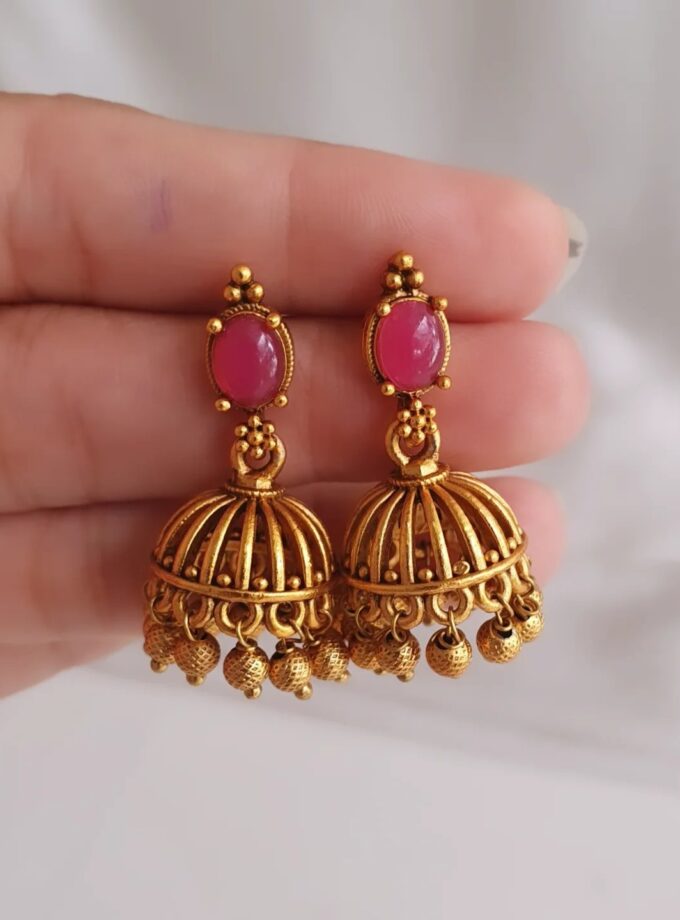 EARRING-E122 OVAL PINK