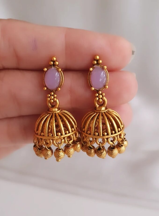 EARRING-E122 OVAL PURPLE