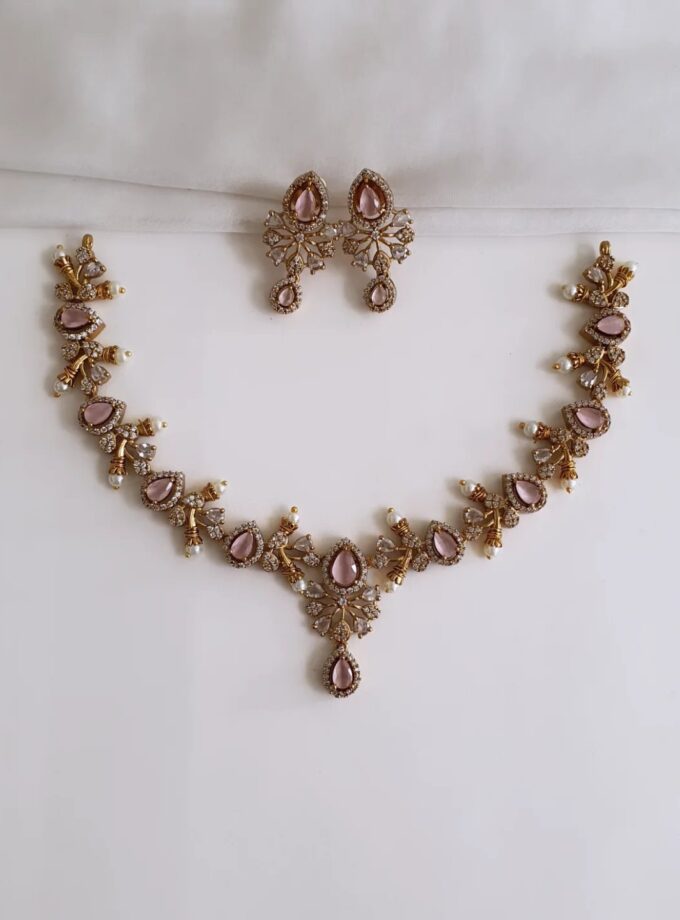 NECKLACE AD STONE-A3453 PINK