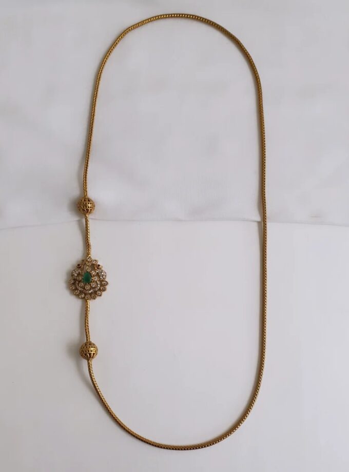 MUGAPPU CHAIN AD STONE-A3495 GREEN