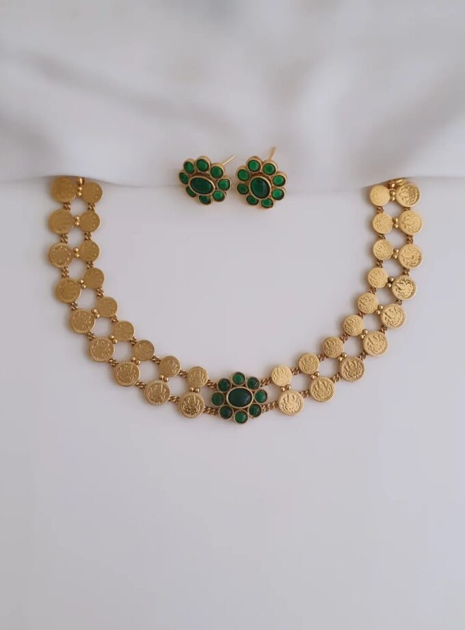 COIN FLOWER NECKLACE-A3524 GREEN