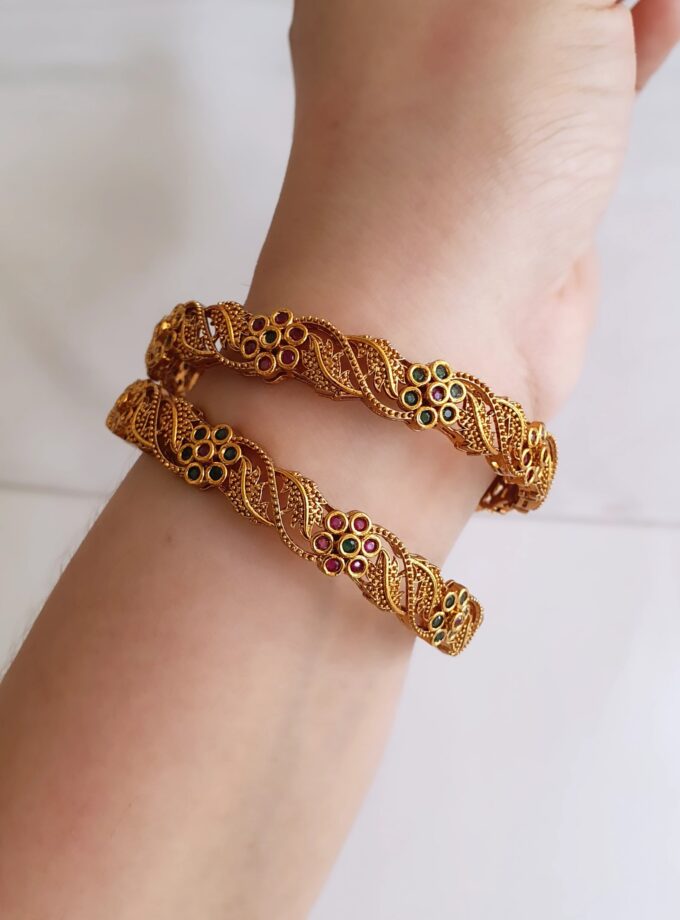 BANGLE SET OF TWO AD STONE-A3581