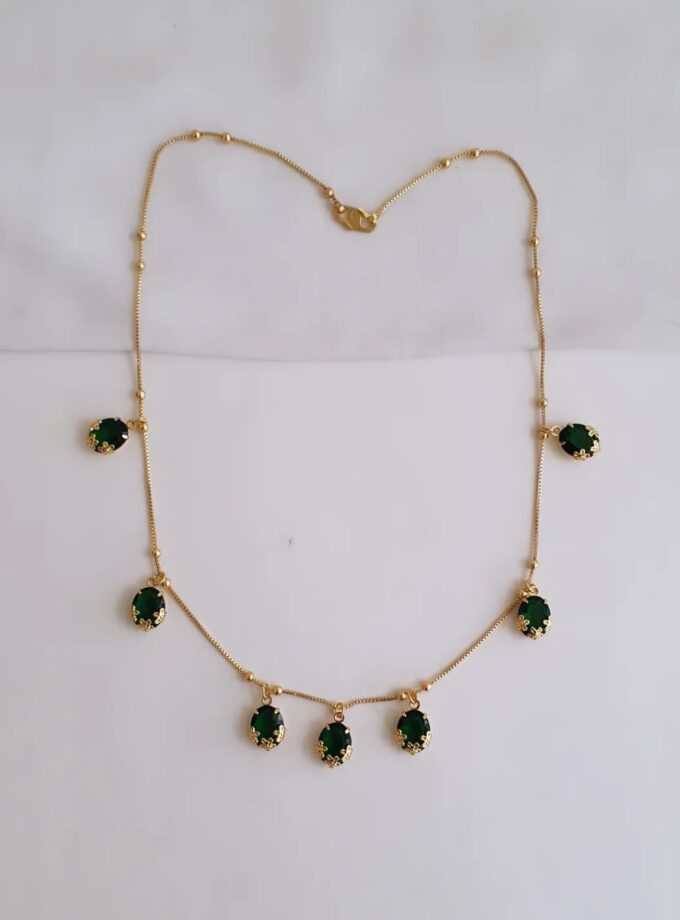 NECKLACE MICRO PLATED-A3585 GREEN