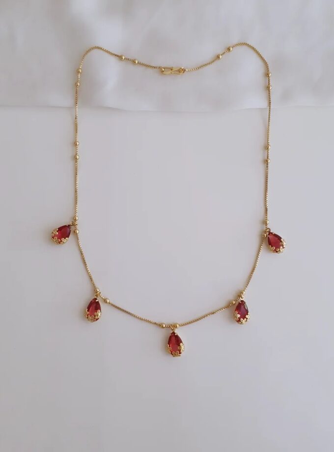 NECKLACE MICRO PLATED-A3636 RUBY