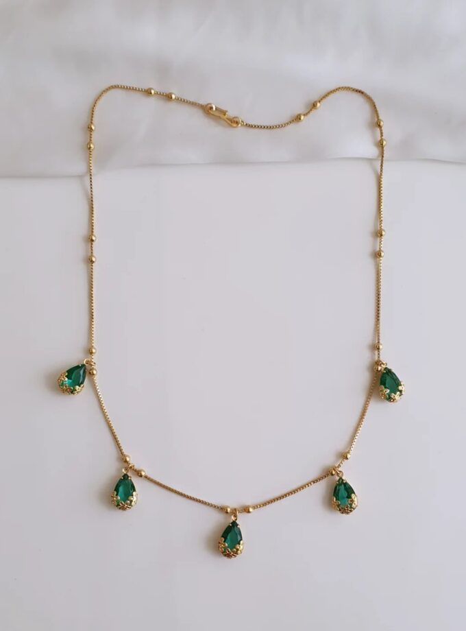 NECKLACE MICRO PLATED-A3636 LIGHT GREEN