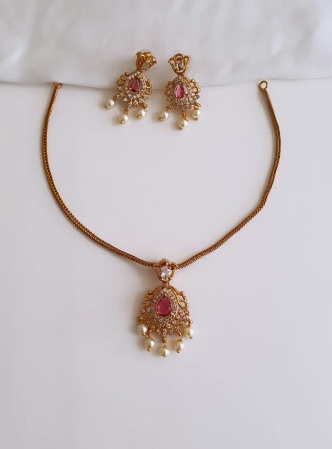 NECKLACE AD STONE-A3653 RUBY