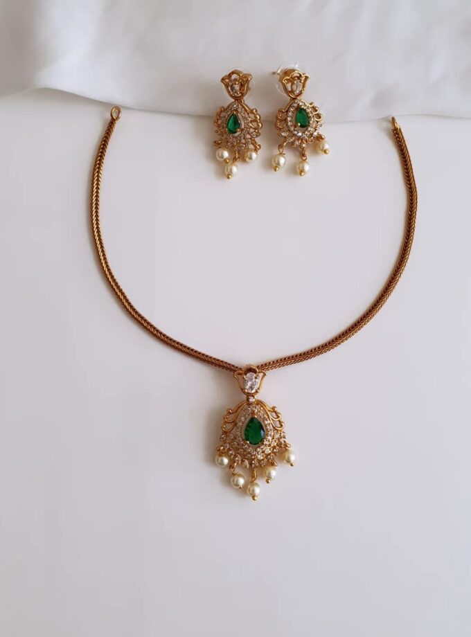NECKLACE AD STONE-A3653 GREEN