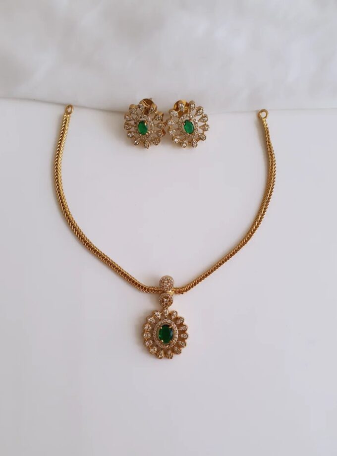 NECKLACE AD STONE-A3662 GREEN