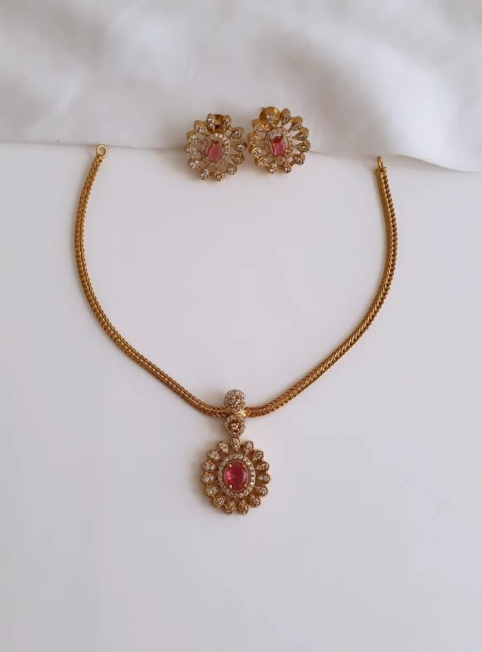 NECKLACE AD STONE-A3662 RUBY