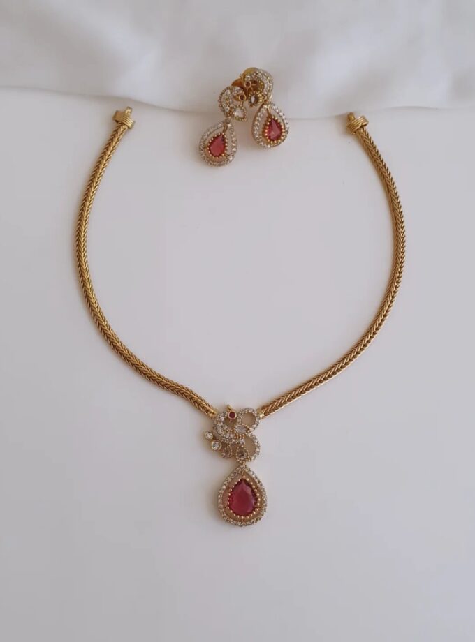 NECKLACE AD STONE-A3670 RUBY