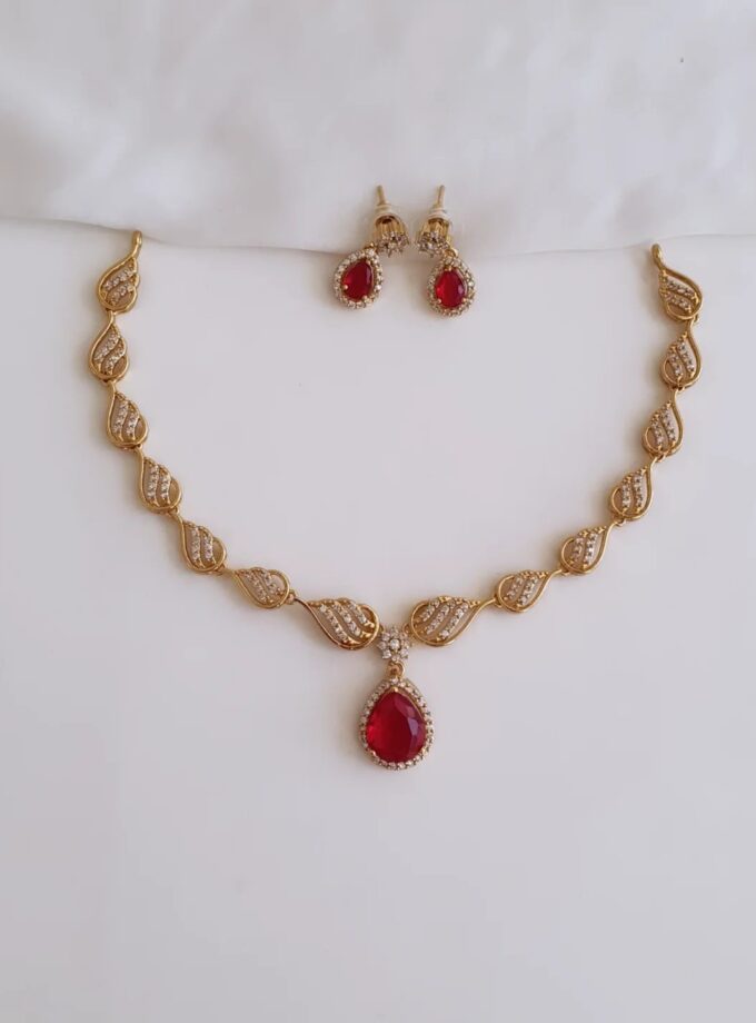 NECKLACE AD STONE-A3672 RUBY