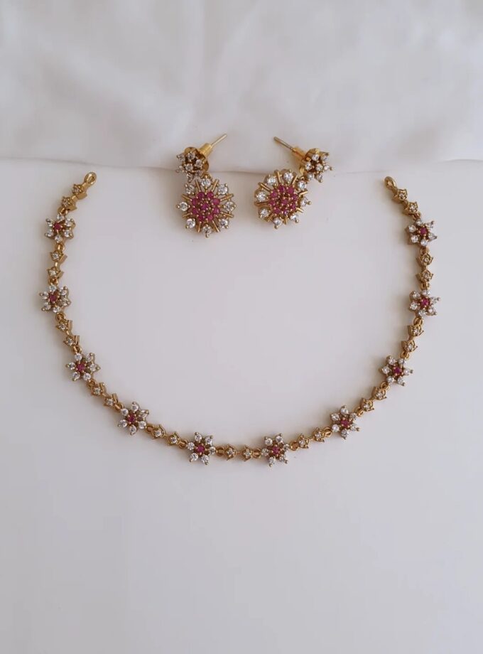 NECKLACE AD STONE-A3573 RUBY WHITE