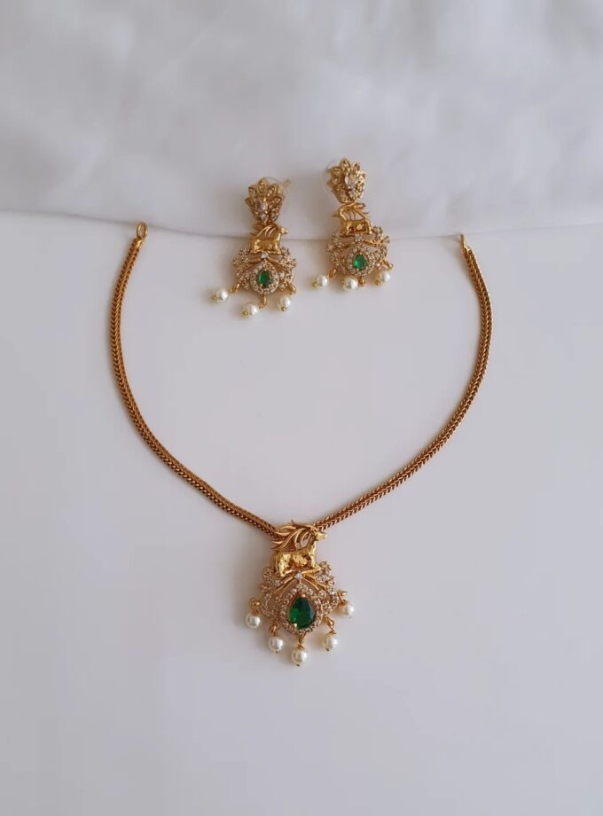 NECKLACE AD STONE-A3684 GREEN