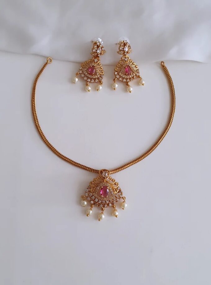 NECKLACE AD STONE-A3686 RUBY